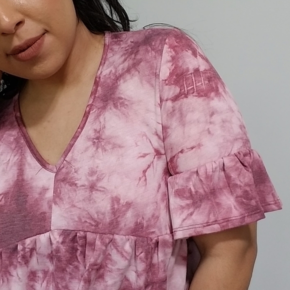 WHAT A DAY TIE DYE RUFFLE TUNIC TOP - Picture 14 of 16